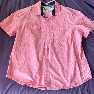 Pink with Blue Dots Short Sleeve Men's Shirt XL